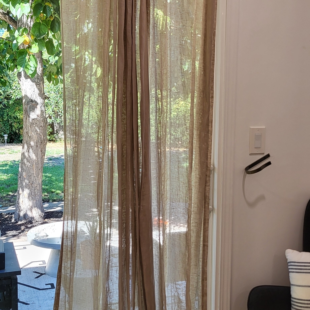 West Elm European Flax Linen Set Of Two Curtain Panel 48x96 Dusty Pink